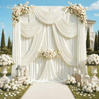 10x12 ft Ivory Backdrop Curtains for Wedding, Party and Photo in 10FT(W) x 12FT(H) in Ivory