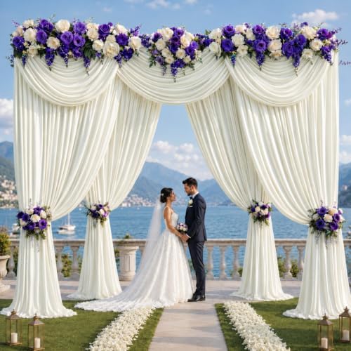 10x12 ft Ivory Backdrop Curtains for Wedding, Party and Photo in 10FT(W) x 12FT(H) in Ivory, alternate view 2