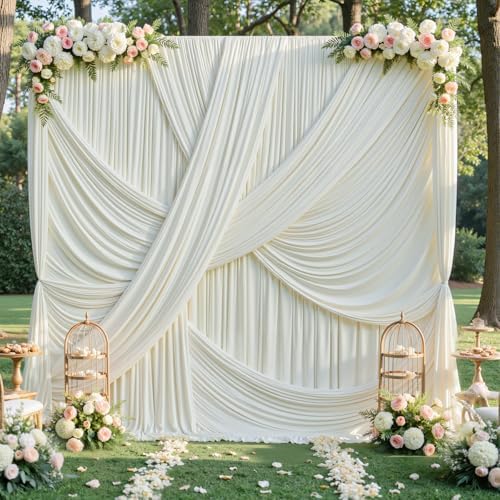 10x12 ft Ivory Backdrop Curtains for Weddings Parties, Birthdays and Photos in 10x12 ft