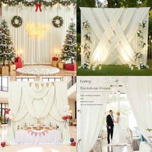 10x12 ft Ivory Backdrop Curtains for Weddings Parties, Birthdays and Photos in 10x12 ft, alternate view 5