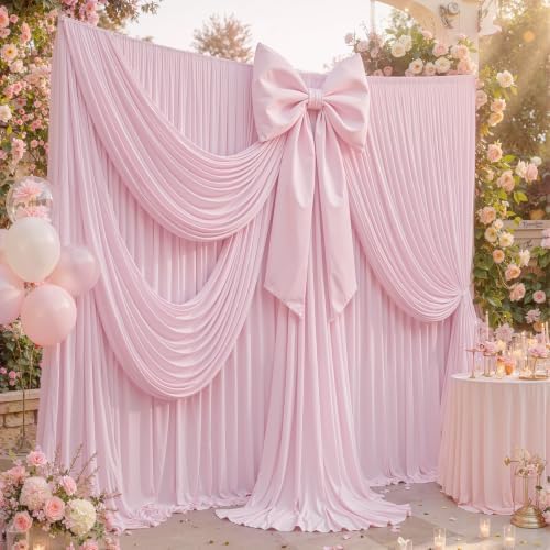 10x12 ft Light Pink Backdrop Curtains for Weddings, Birthdays and Photos in 10x12 ft, alternate view 6