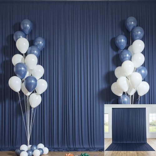 10x12 ft Navy Blue Backdrop Curtain for Wedding Parties, Wrinkle Free 2 Panels 12 ft Long Polyester Photo, alternate view 4