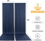 10x12 ft Navy Blue Backdrop Curtain for Wedding Parties, Wrinkle Free 2 Panels 12 ft Long Polyester Photo, alternate view 6