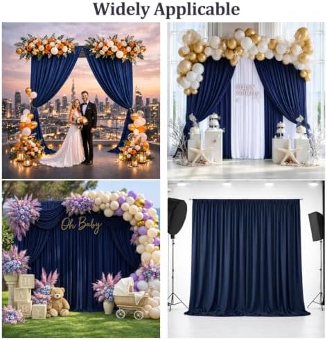 10x12 ft Navy Blue Backdrop Curtains for Wedding, Party and Photo in 10FT(W) x 12FT(H) in Navy Blue, alternate view 5