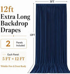 10x12 ft Navy Blue Backdrop Curtains for Wedding, Party and Photo in 10FT(W) x 12FT(H) in Navy Blue, alternate view 6