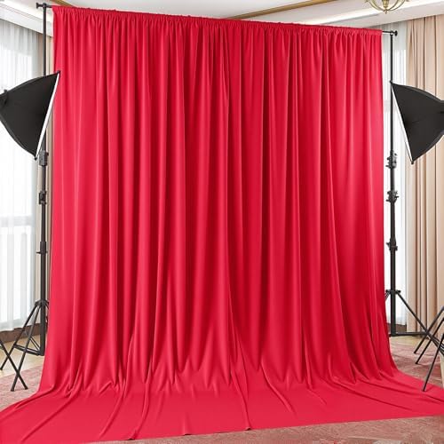 10x12 FT Red Backdrop Curtain for Parties Wrinkle Free Photo Backdrop Curtains Polyester Wedding Back Drop Cloth