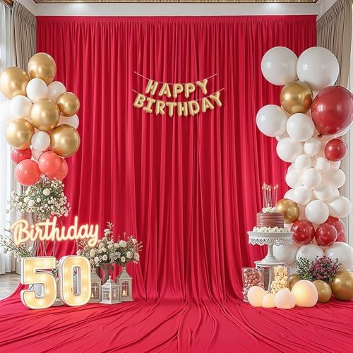 10x12 FT Red Backdrop Curtain for Parties Wrinkle Free Photo Backdrop Curtains Polyester Wedding Back Drop Cloth, alternate