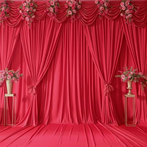 10x12 FT Red Backdrop Curtain for Parties Wrinkle Free Photo Backdrop Curtains Polyester Wedding Back Drop Cloth, alternate