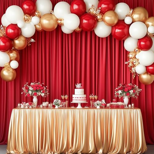 10x12 ft Red Backdrop Curtains for Wedding Parties, Wrinkle Free Polyester 12 ft Long Photo Backdrop Drapes Back, alternate