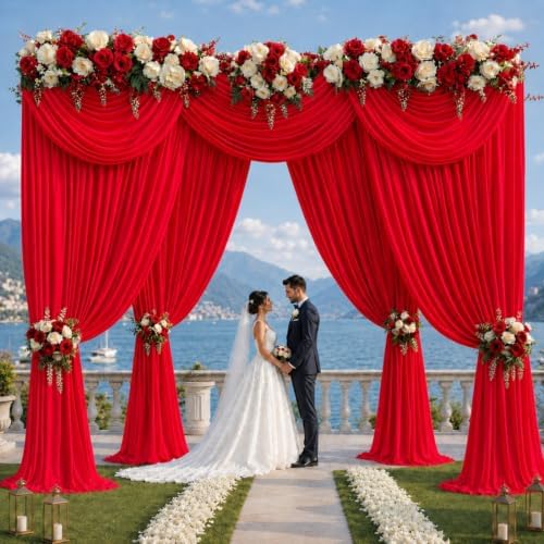 10x12 ft Red Backdrop Curtains for Wedding, Party and Photo in 10FT(W) x 12FT(H) in Red, alternate view 2