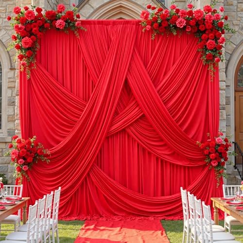 10x12 ft Red Backdrop Curtains for Weddings Parties, Birthdays and Photos in 10x12 ft