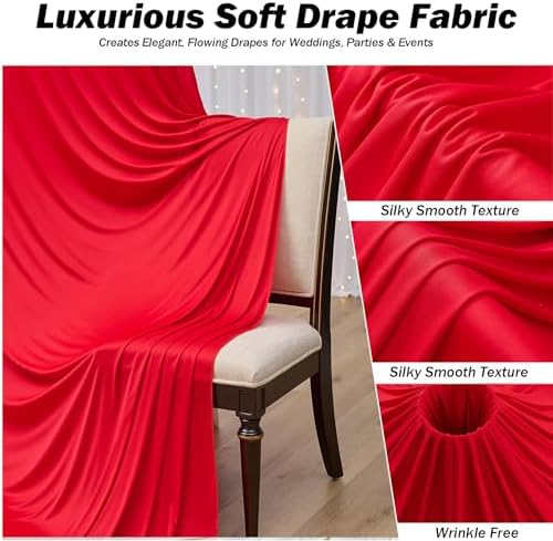 10x12 ft Red Backdrop Curtains for Weddings Parties, Birthdays and Photos in 10x12 ft, alternate view 6