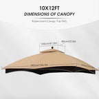 10x12 ft Replacement Canopy Top for #GF-12S004B-1, Beige Plaid in 10x12 ft, alternate view 2