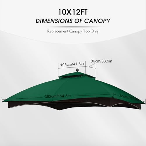 10x12 ft Replacement Canopy Top for #GF-12S004B-1, ForestGreen in 10x12 ft, alternate view 2