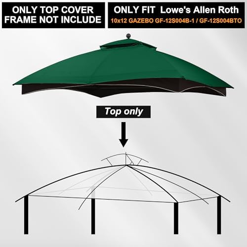 10x12 ft Replacement Canopy Top for #GF-12S004B-1, ForestGreen in 10x12 ft, alternate view 3