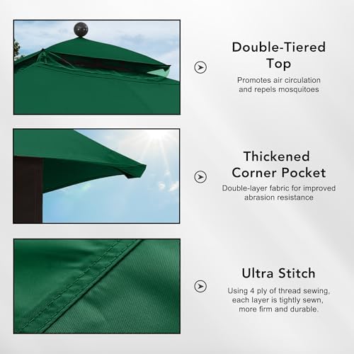 10x12 ft Replacement Canopy Top for #GF-12S004B-1, ForestGreen in 10x12 ft, alternate view 4