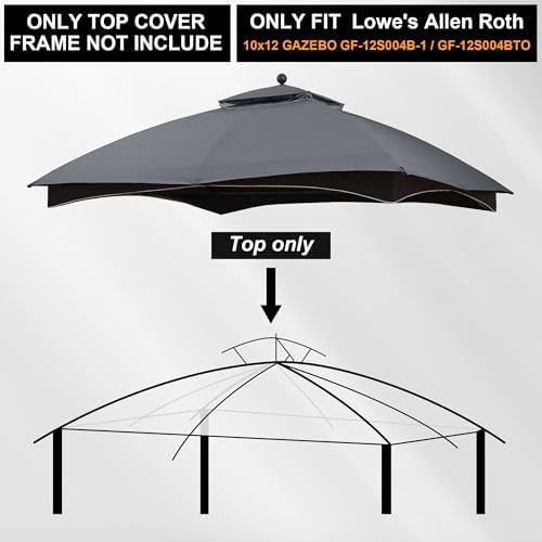 10x12 ft Replacement Canopy Top for #GF-12S004B-1, Gray in 10x12 ft in Gray, alternate view 3