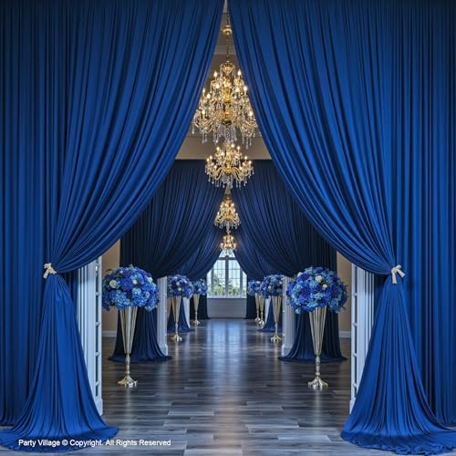 10x12 ft Royal Blue Backdrop Curtains for Weddings, Birthdays and Photos in 10x12 ft, alternate view 3