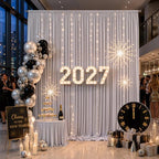 10x12 ft Silver Backdrop Curtains for Weddings Parties, Birthdays in 10x12 ft, alternate view 2