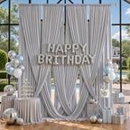 10x12 ft Silver Backdrop Curtains for Weddings Parties, Birthdays in 10x12 ft, alternate view 3