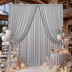 10x12 ft Silver Backdrop Curtains for Weddings Parties, Birthdays in 10x12 ft, alternate view 4