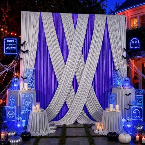 10x12 ft Silver Backdrop Curtains for Weddings Parties, Birthdays in 10x12 ft, alternate view 5