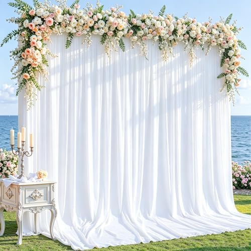 10x12 FT White Backdrop Curtain for Parties Wrinkle Free Photo Backdrop Drapes Polyester Wedding Back Drop Cloth
