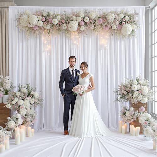 10x12 FT White Backdrop Curtain for Parties Wrinkle Free Photo Backdrop Drapes Polyester Wedding Back Drop Cloth, alternate