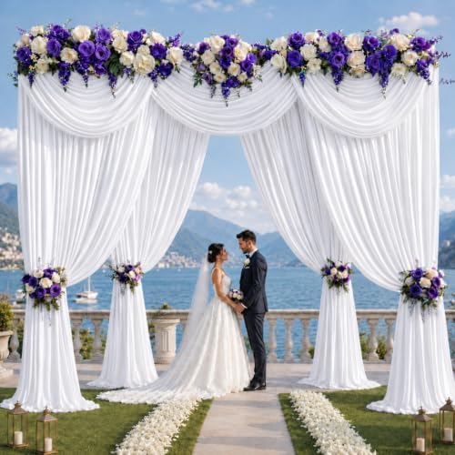 10x12 ft White Backdrop Curtains for Wedding, Party and Photo in 10FT(W) x 12FT(H) in White, alternate view 2