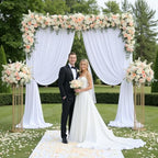 10x12 ft White Backdrop Curtains for Weddings Parties, Birthdays and Photos in 10x12 ft, alternate view 2