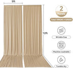 10x12 ft Wrinkle Free Champagne Backdrop Curtain for Wedding Parties, Silky Polyester 2 Panels 12 ft Long Photo, alternate