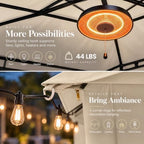 10x12 Gazebo Canopy with String Lights, Netting and Curtains in Cream White, alternate view 3