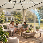 10x12 Gazebo Canopy with String Lights, Netting and Curtains in Cream White, alternate view 4