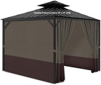 10x12 Gazebo Privacy Curtains, 4 Panels with Zipper, Khaki Brown