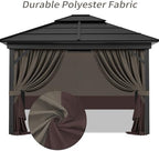 10x12 Gazebo Privacy Curtains, 4 Panels with Zipper, Khaki Brown, alternate view 4