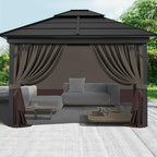 10x12 Gazebo Privacy Curtains, 4 Panels with Zipper, Khaki Brown, alternate view 6