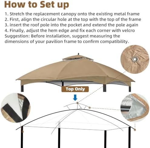 10x12 Gazebo Replacement Canopy Top for Lowe's Allen Roth #GF-12S004B-1, alternate view 7