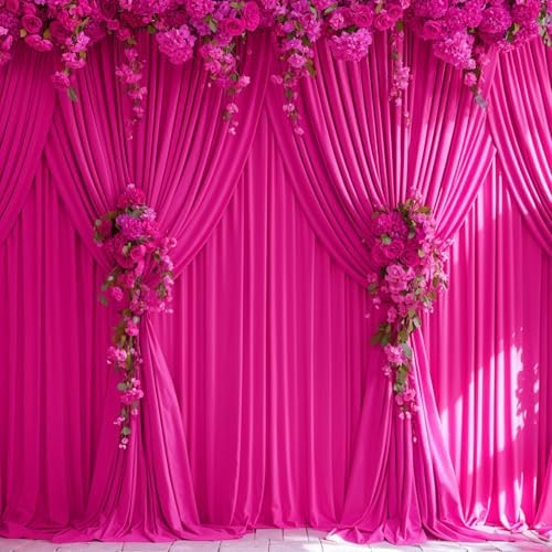 10x12 Hot Pink Backdrop Curtains for Wedding Party Wrinkle Free Backdrops Curtain Drapes Fabric Decoration, alternate view 4