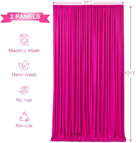 10x12 Hot Pink Backdrop Curtains for Wedding Party Wrinkle Free Backdrops Curtain Drapes Fabric Decoration, alternate view 5