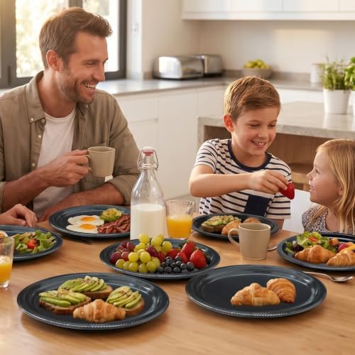 10x12 inch Oval Black Plastic Plates, 100 Pack Black Plates Disposable in 100 Count in Black, alternate view 2
