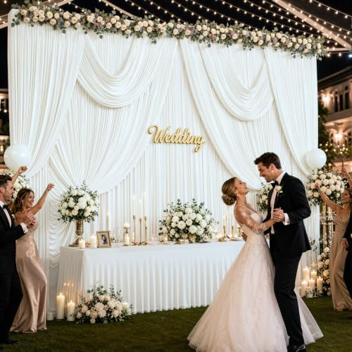 10x12 Ivory Backdrop Curtains for Wedding Party Wrinkle Free Backdrops Curtain Drapes Fabric Decorations Photo, alternate