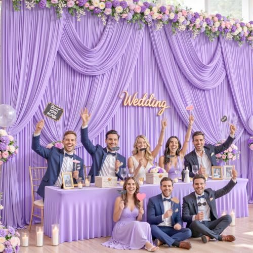 10x12 Lavender Backdrop Curtains for Wedding Party Wrinkle Free Backdrops Curtain Drapes Fabric Decorations, alternate view 2