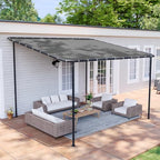 10x12 Lean-to Gazebo, Sloped Pergola Porch Canopy Awning for Patio