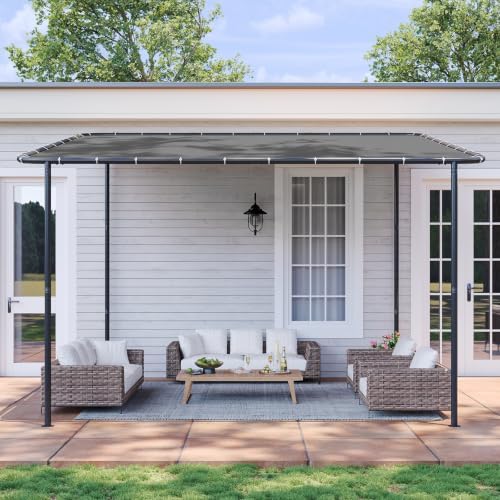 10x12 Lean-to Gazebo, Sloped Pergola Porch Canopy Awning for Patio, alternate view 3