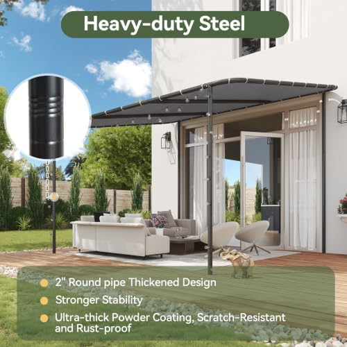 10x12 Lean-to Gazebo, Sloped Pergola Porch Canopy Awning for Patio, alternate view 6