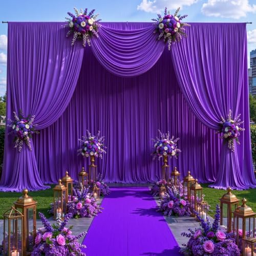 10x12 Purple Backdrop Curtains for Wedding Party Wrinkle Free Backdrops Curtain Drapes Fabric Decorations Photo, alternate