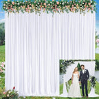 10x12 White Backdrop Curtains for Wedding Party Wrinkle Free Backdrops Curtain Drapes Fabric Decorations Photo