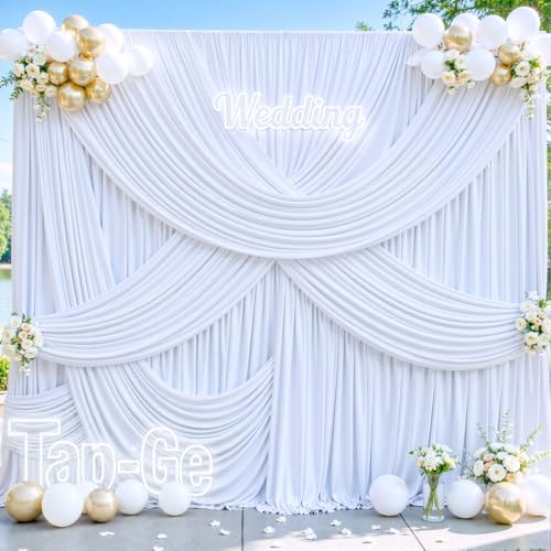 10x12 White Backdrop Curtains for Wedding Party Wrinkle Free Backdrops Curtain Drapes Fabric Decorations Photo, alternate
