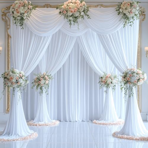 10x12 White Backdrop Curtains for Wedding Party Wrinkle Free Backdrops Curtain Drapes Fabric Decorations Photo, alternate