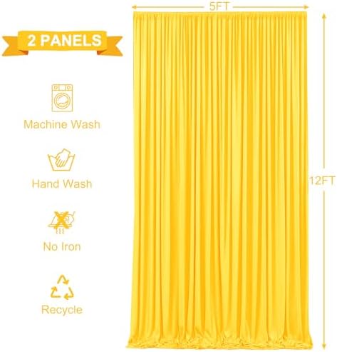 10x12 Yellow Backdrop Curtains for Wedding Party Wrinkle Free Backdrops Curtain Drapes Fabric Decorations Photo, alternate